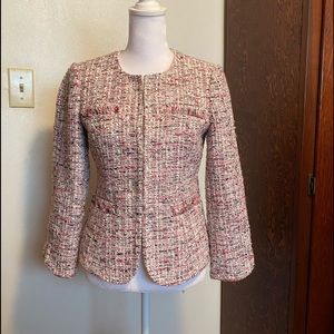 “White/Black” boucle jacket in pink/black/silver